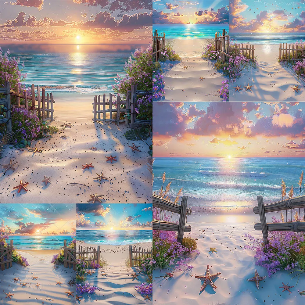Mocsicka Summer Beach Photography Background Hawaii Beach Fence Party Decorations Supplies Boys Girls Photo Backdrop Studio Prop