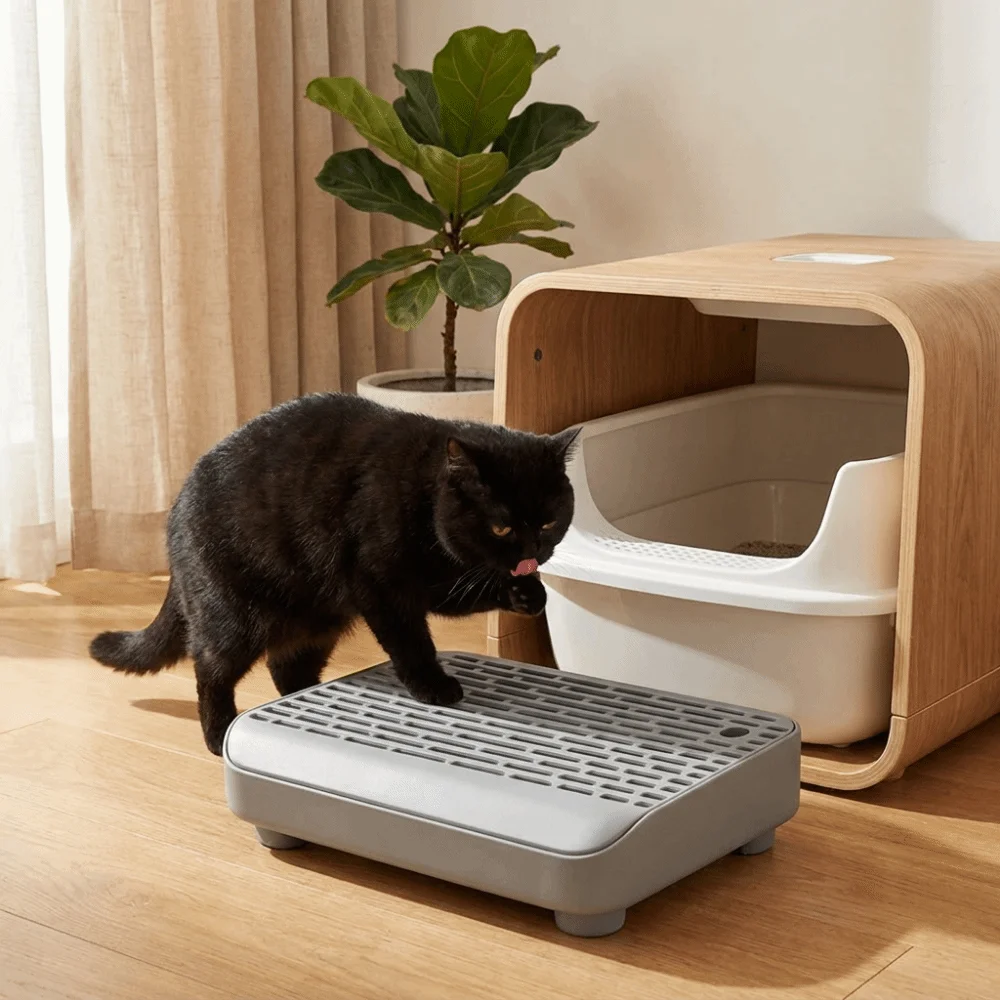 Practical Double Layer Cat Step Filter Pedal Splash-proof Non Slip Cat Litter Box Step Plastic Pet Pedal Step Stool for Cats