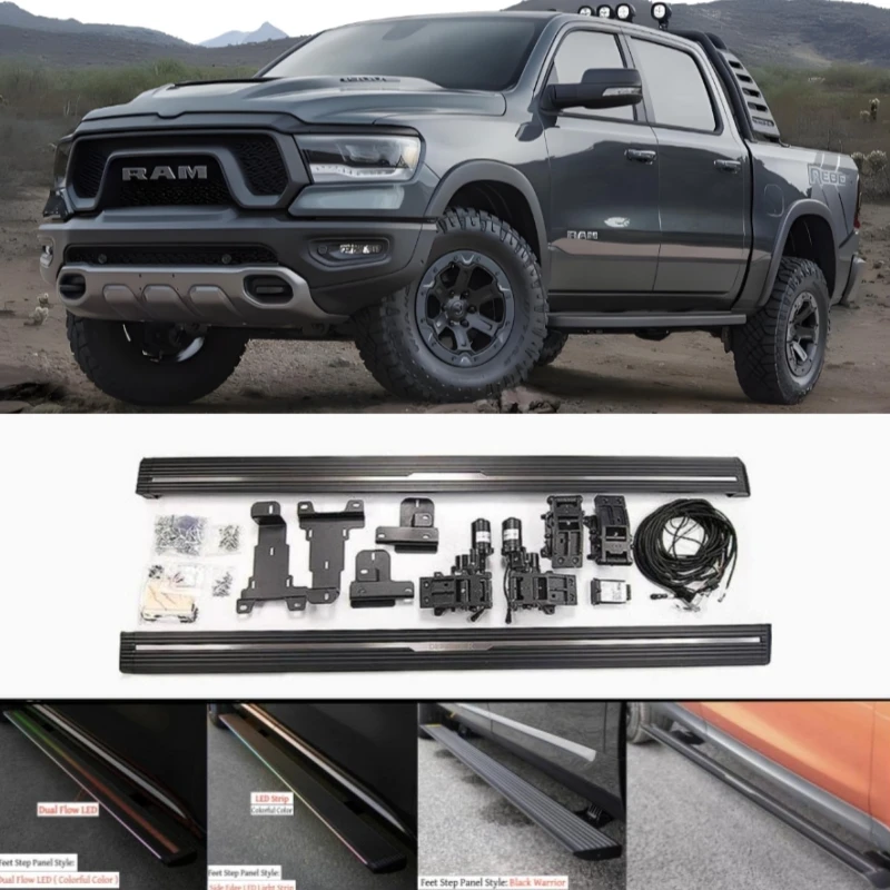 Para Dodge RAM 1500 2019-2026 estribo eléctrico LED para correr escalón lateral automático Pedal retráctil barras Nerf para coche