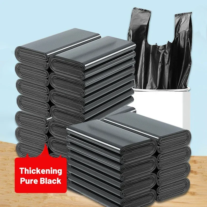 

50/100PCS Black Disposable Garbage Bag Household Kitchen Bedroom Toilet Thickened Durable Handheld Vest Garbage Storage Bag