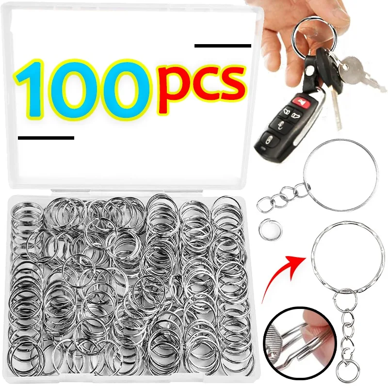 DIY Alloy Key Chain Split Ring Keyring Include Hanging Chains Pattern Key Ring Lightweight Keychain Key Doll Pendant Accessories