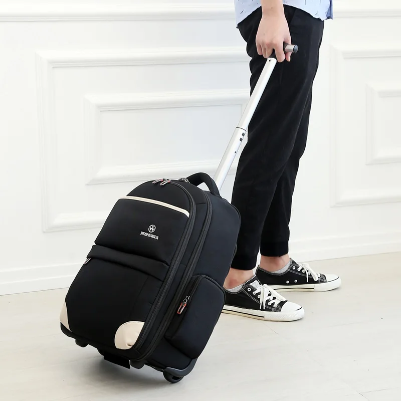 

Rolling Backpack for Men Women, Wheeled Travel Laptop Backpack with Wheels Trolley Suitcase Business College Computer Bookbag