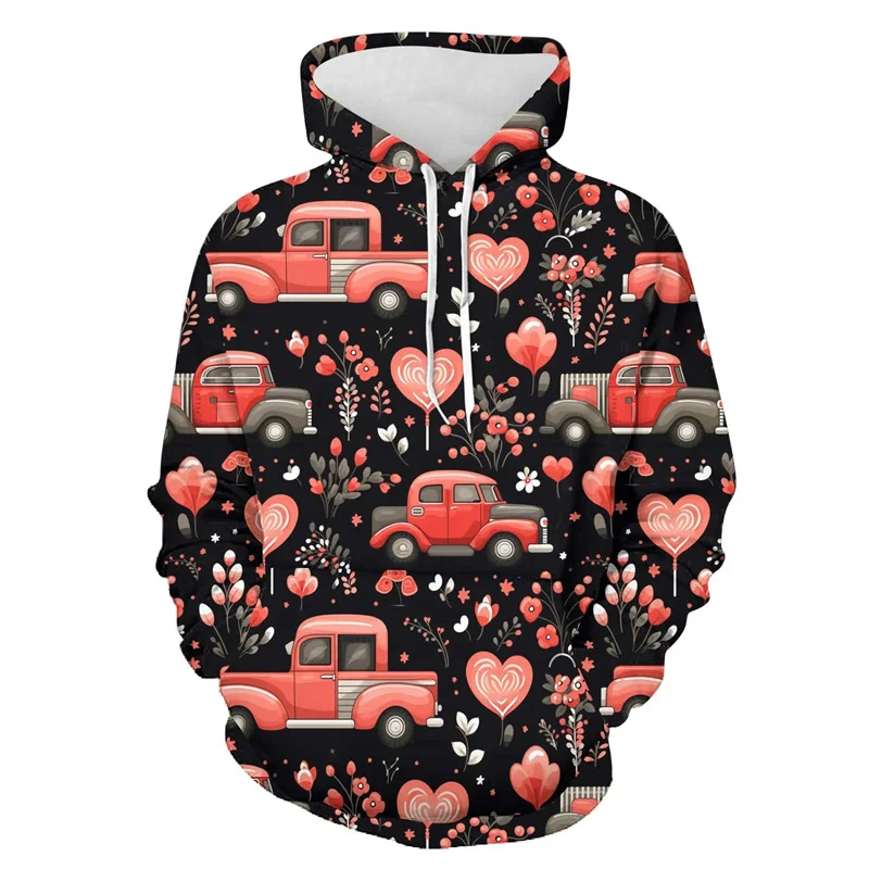 

3D Couple Happy Valentine's Day Printed Hoodies For Men Kid Fashion Streewtear Hooded Sweatshirts Lovers Harajuku Clothing Tops