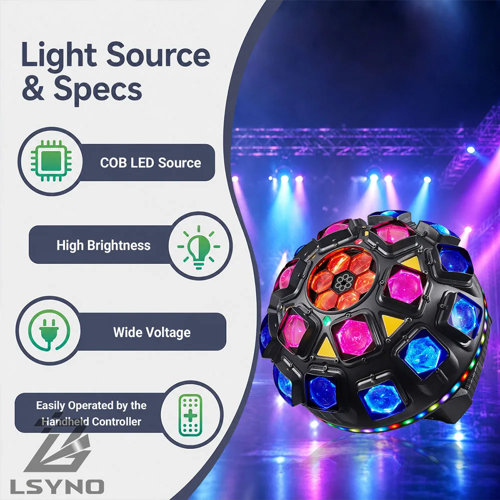 Magic Ball Disco Lights 150W RGBW 4IN1 Party Remote Control DJ Mobile Head Beam Stage Effect DMX512 For Club Events Xmas Bar