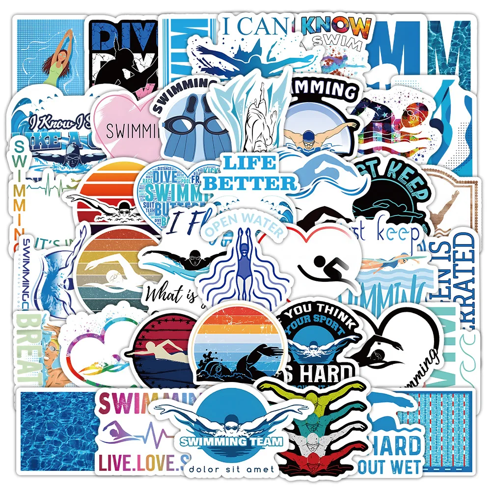 

50PCS New Cartoon Swimming Sports Doodle Stickers Creative DIY Mobile Phone Suitcase Computer Guitar Decoration Waterproof Decal