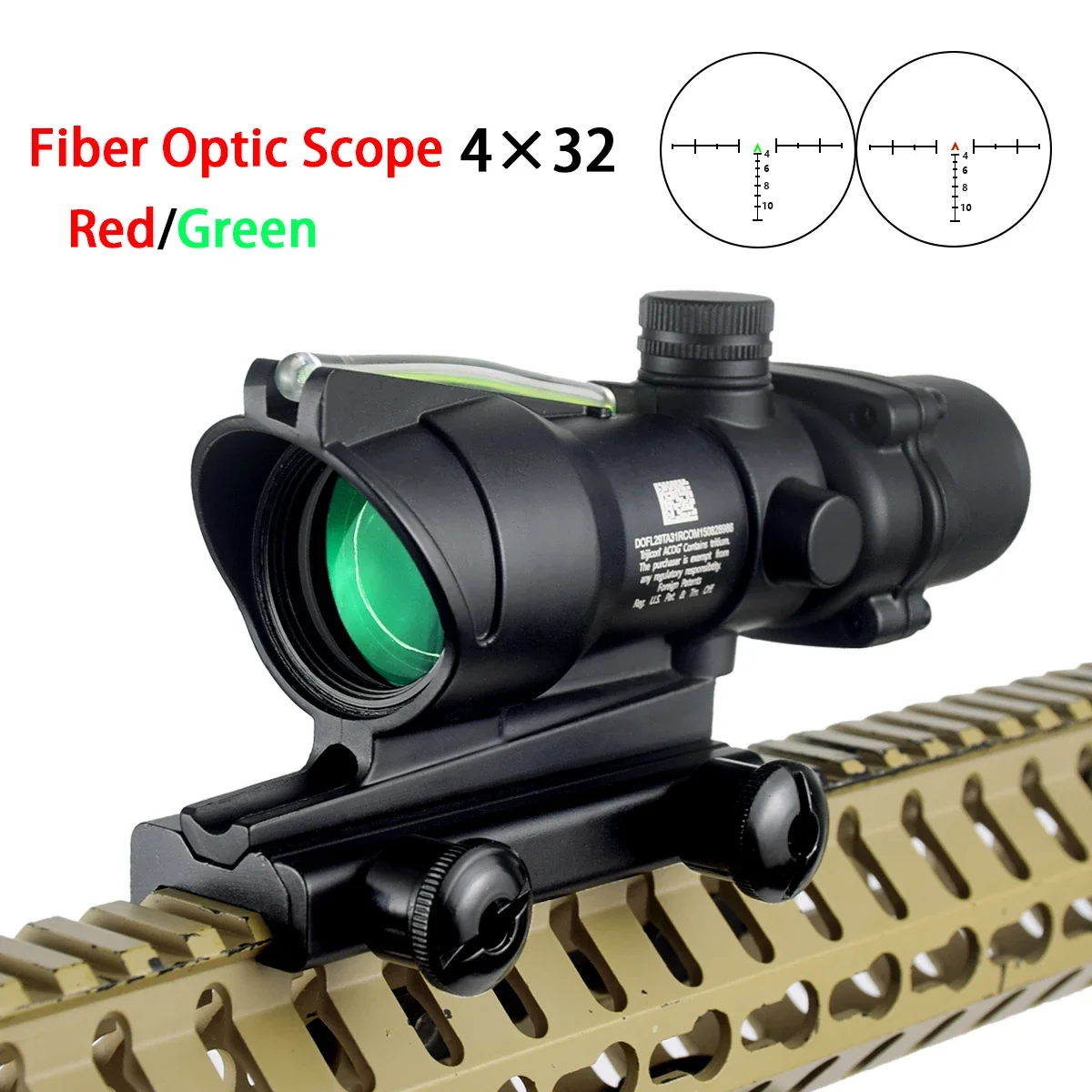 Tactical Trijicon ACOG 4X32 1x32 Scope Red Green Sight Airsoft Optics Illuminated Chevron Cross Glass Etched Reticle Hunting