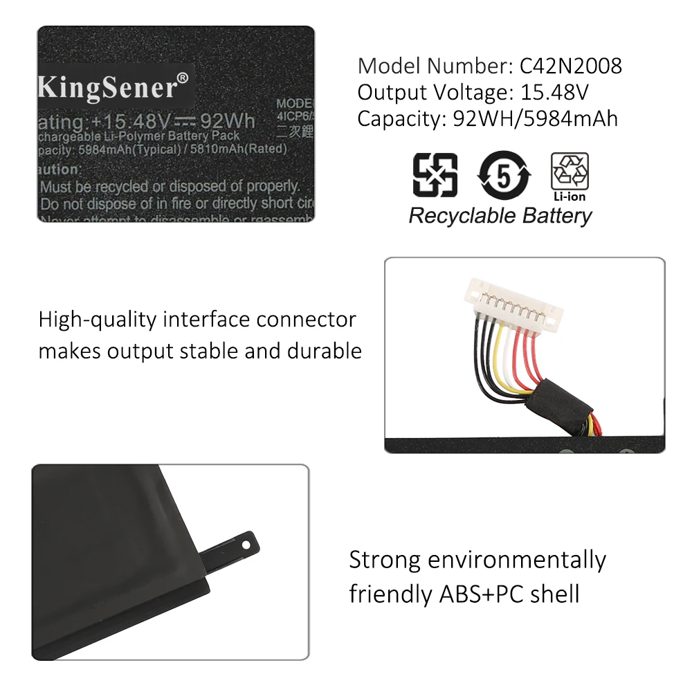 KingSener C42N2008 بطارية الكمبيوتر المحمول ل ASUS ZenBook Pro Duo 15 OLED UX582 UX582LR سلسلة XS74T UX582LR-H2002TS H2003R LR-XS74T #5