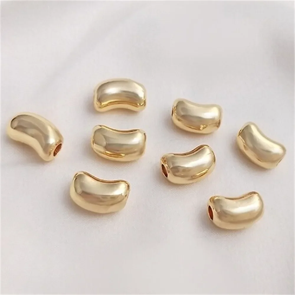 Collar de cuentas separadas con forma de guisante envuelto en oro de 14 quilates, cuentas de cubo, pulsera DIY, joyería con cuentas con cuentas K316