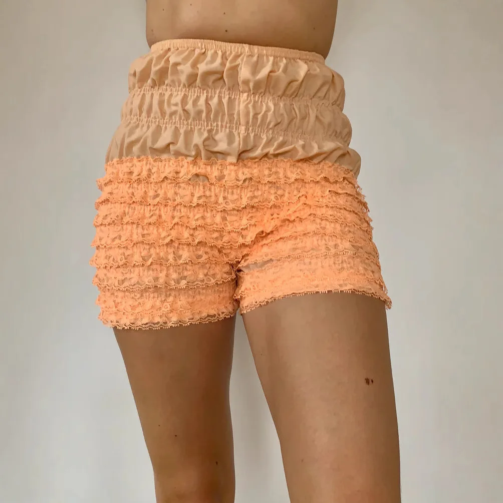 Pink Satin Lace Multi Layer Ruffle Shorts Elastic High Waist Mini Frill Hot Pants Sleep Lingerie Casual Bottoms Shorts 0VW2 - view 4