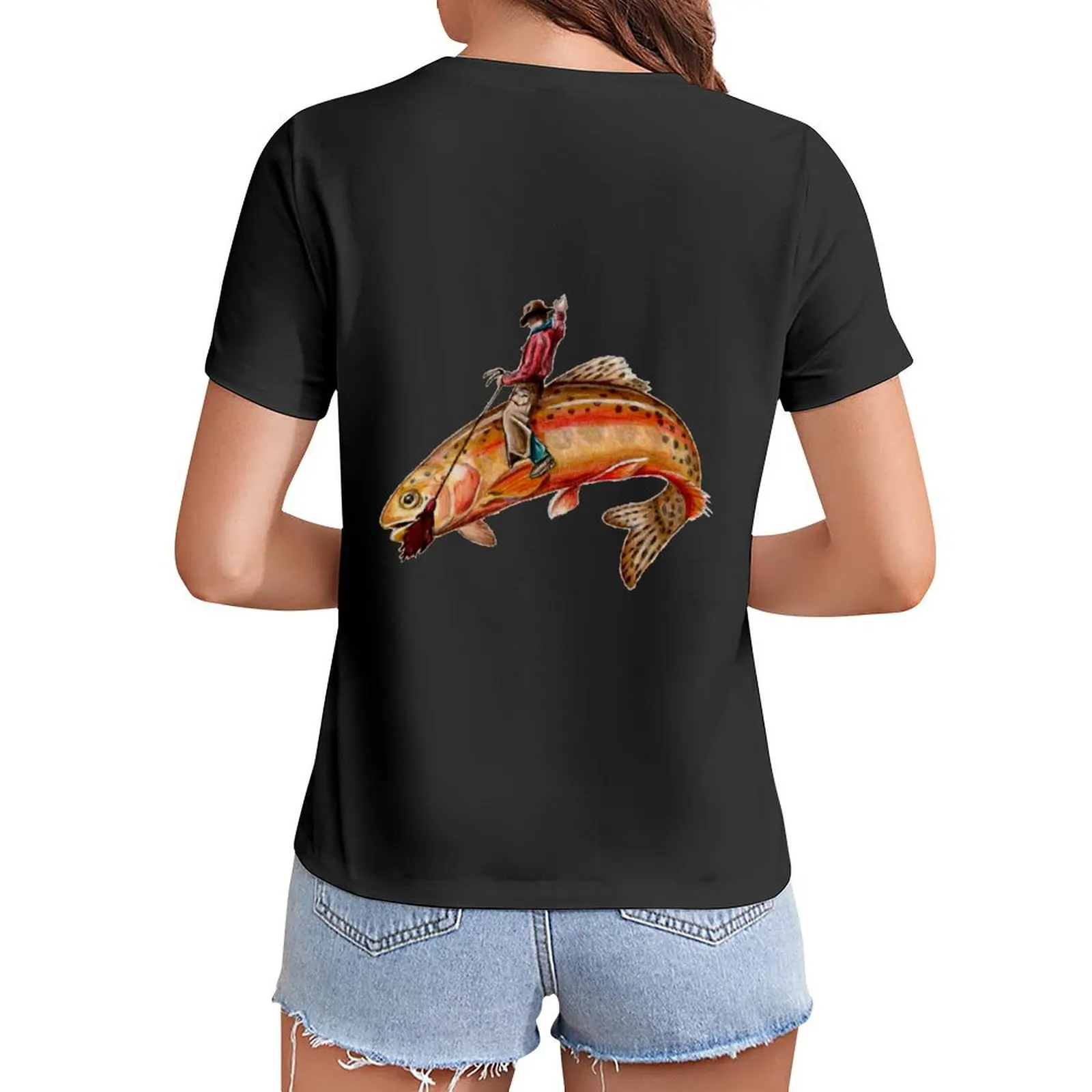 

Golden Trout Cowboy T-Shirt aesthetic clothes tops kawaii clothes blanks t shirt dress Women