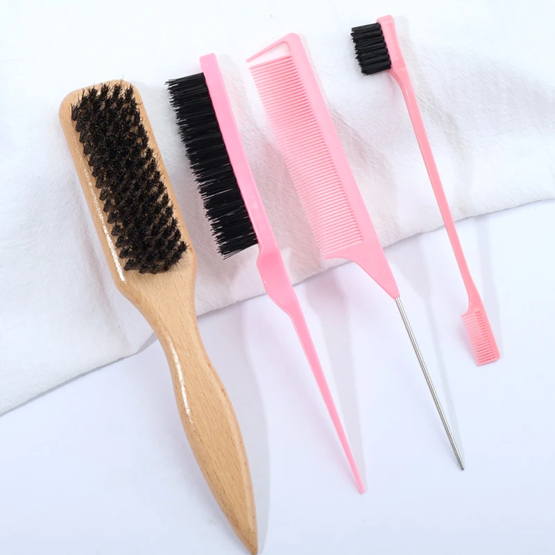 

Набор расчесок для укладки прически и бороды из 4 предметов — унисекс, идеально подходит для после расчесывания/тягивания/глаживания, идеально подходит для вьющихся и нормальных волос