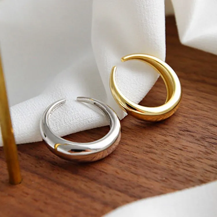 925 Sterling Silver Circular Arc Smooth Surface Rings For Women Couple Luxury Paired Jewelry Ladies Accessories Wholesale