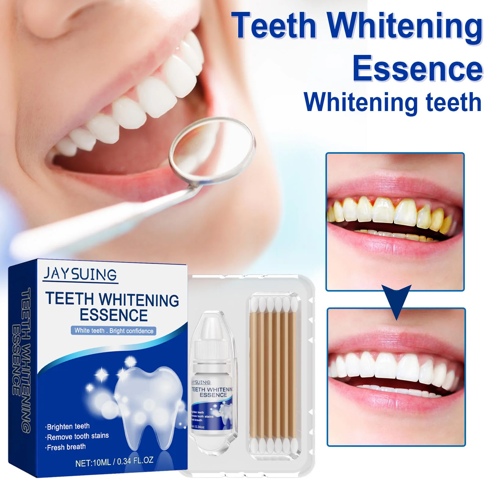 Teeth Whitening Essence White Teeth and Bright Confidence, Brighten Teeth & Remove Tooth Stains & Fresh Breath, 10ml