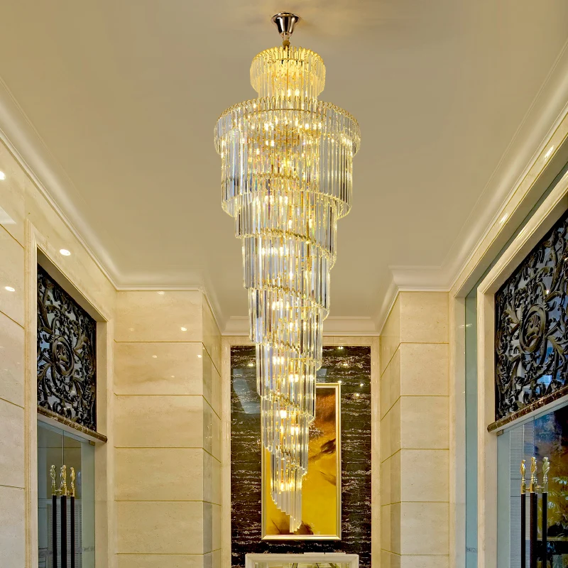 Imagem -04 - Long Staircase Crystal Hanging Chandelier Modern Loft Led Teto Lâmpadas Pingentes Villa Living Room Decoração de Eletrodomésticos 2024