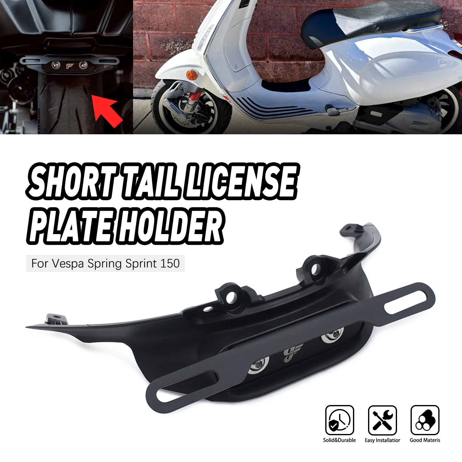 

High Quality Accesorios Moto Fit for Vespa Sprint Primavera 150 Modified short tail license plate holder