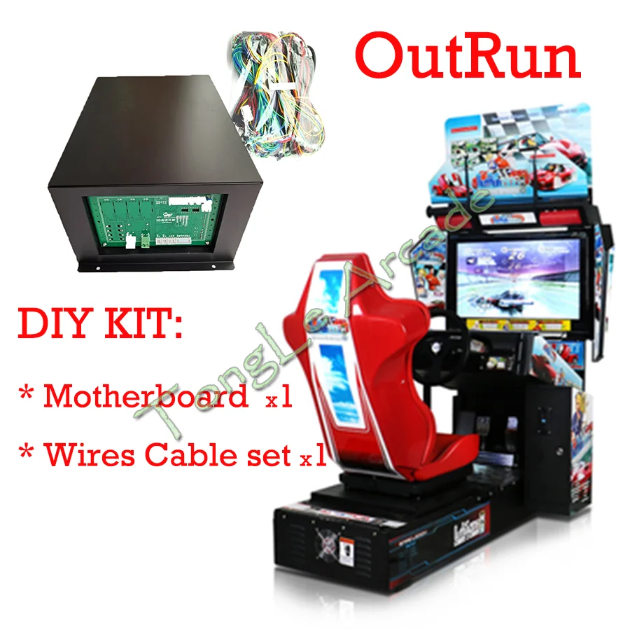 Outrun Coin Operated Video Arcade Machine Driving Simulator Car Racing Games DIY Kit Main Board + Cable + Dynamic Card 110V/220V