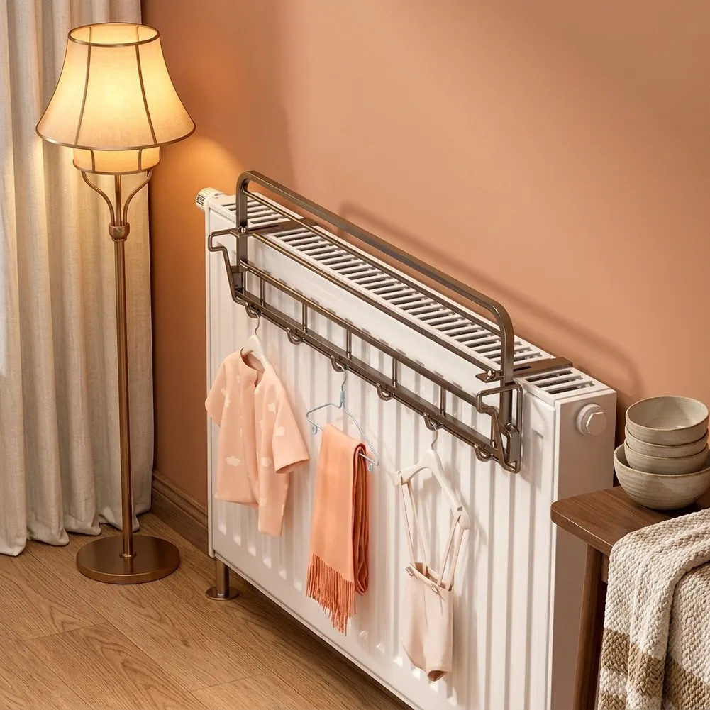 Laundry Drying Rack Designed for Wall Mounting Above For Radiators Foldable Iron Build for Space Conscious Home Environments
