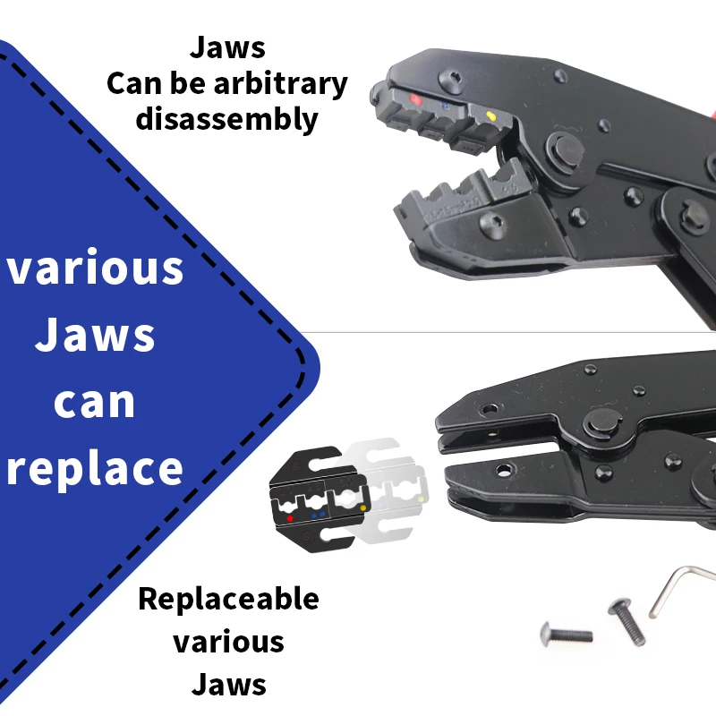 30J Ratschen-Crimpzange mit Abisolierzange und 8-Backen-Set. Arbeitssparende, multifunktionale Ratschen-Werkzeug-Zangen-Kombination
