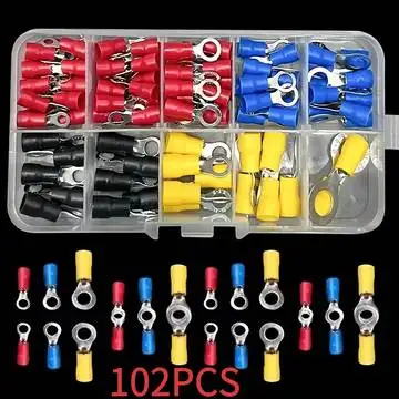 102pcs Universal Wire Connector Kit | Crimp Terminals Rivet Set Multi-Purpose Connection Set Copper Contact PVC Uncharged Power
