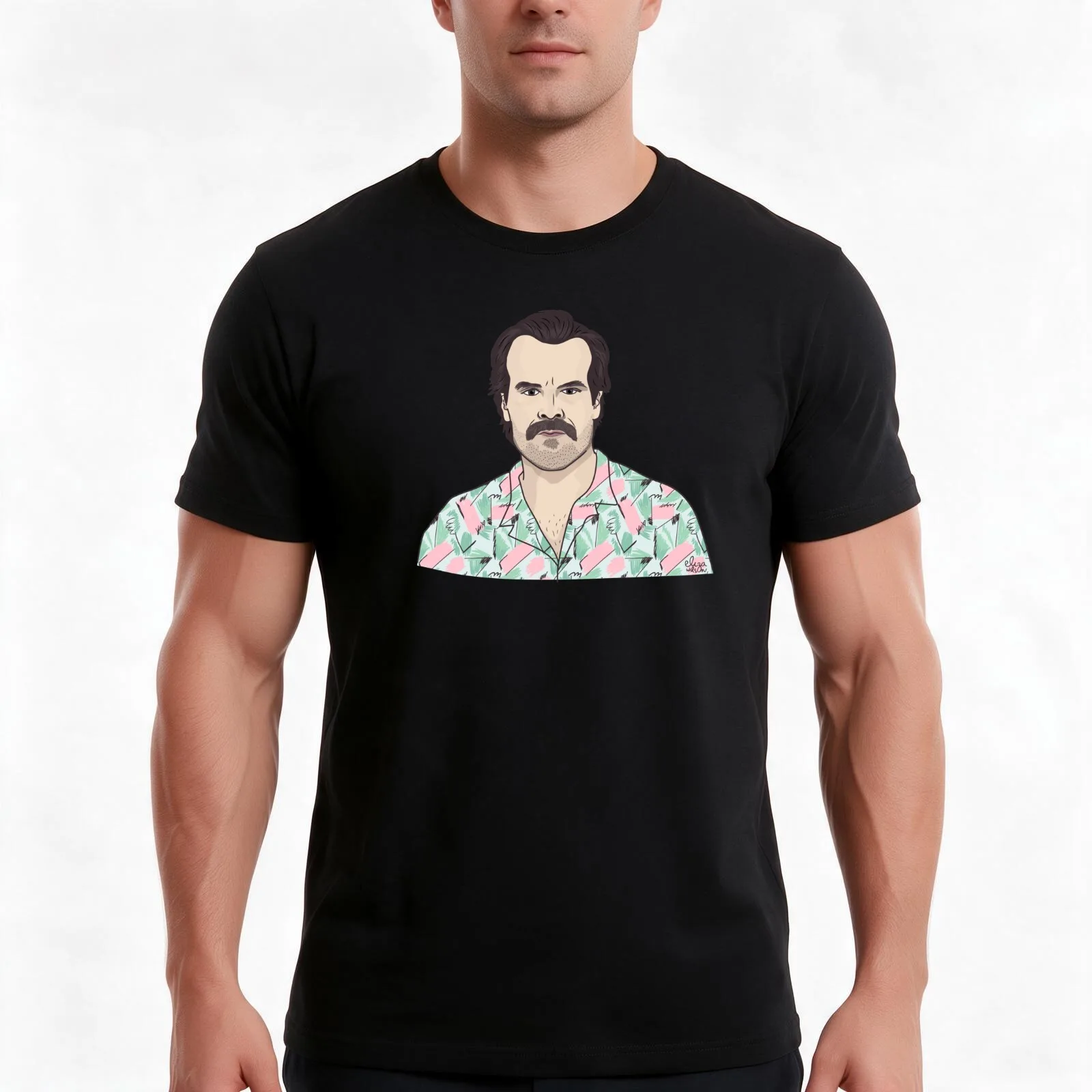 Jim Hopper T-Shirt Summer Casual Cotton Tee Oversized Streetwear Tops Vintage Graphic Print Loose Fit Short Sleeve