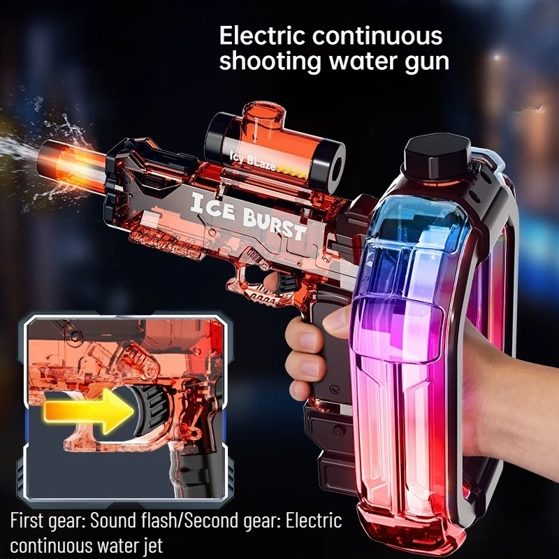 

Automatic Water Gun with LED Electric Shooting Continuous Water Pistol Spray Blaster Outdoor Pool Beach Toys for Kid Boys Adult