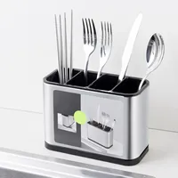 Kitchen Utensil Holder Stainless Steel Cutlery Holder Large Capacity Utensil Crocks Keep Neat Dry Knife Spoon Fork Storage Rack