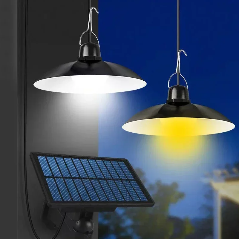 Solar Pendant Light Led No Battery Solar Powered Lamp White/Warm light Remote Control Chandelier Outdoor Garden