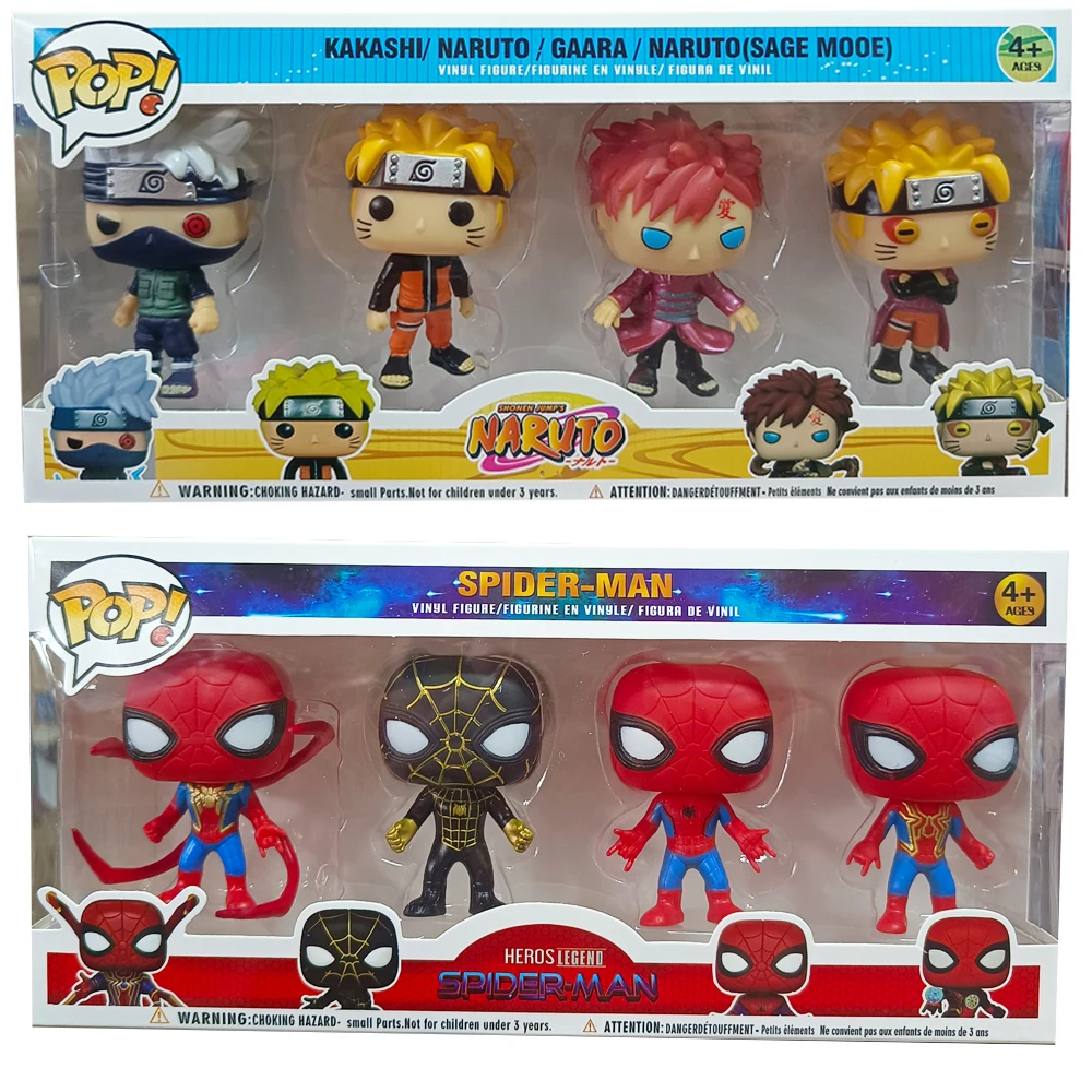 4pcs Spider-Man NO WAY HOME Iron Spider Figure FUNKO POP The Avengers Night monkey Figurine Action Collected Model Toys Gift