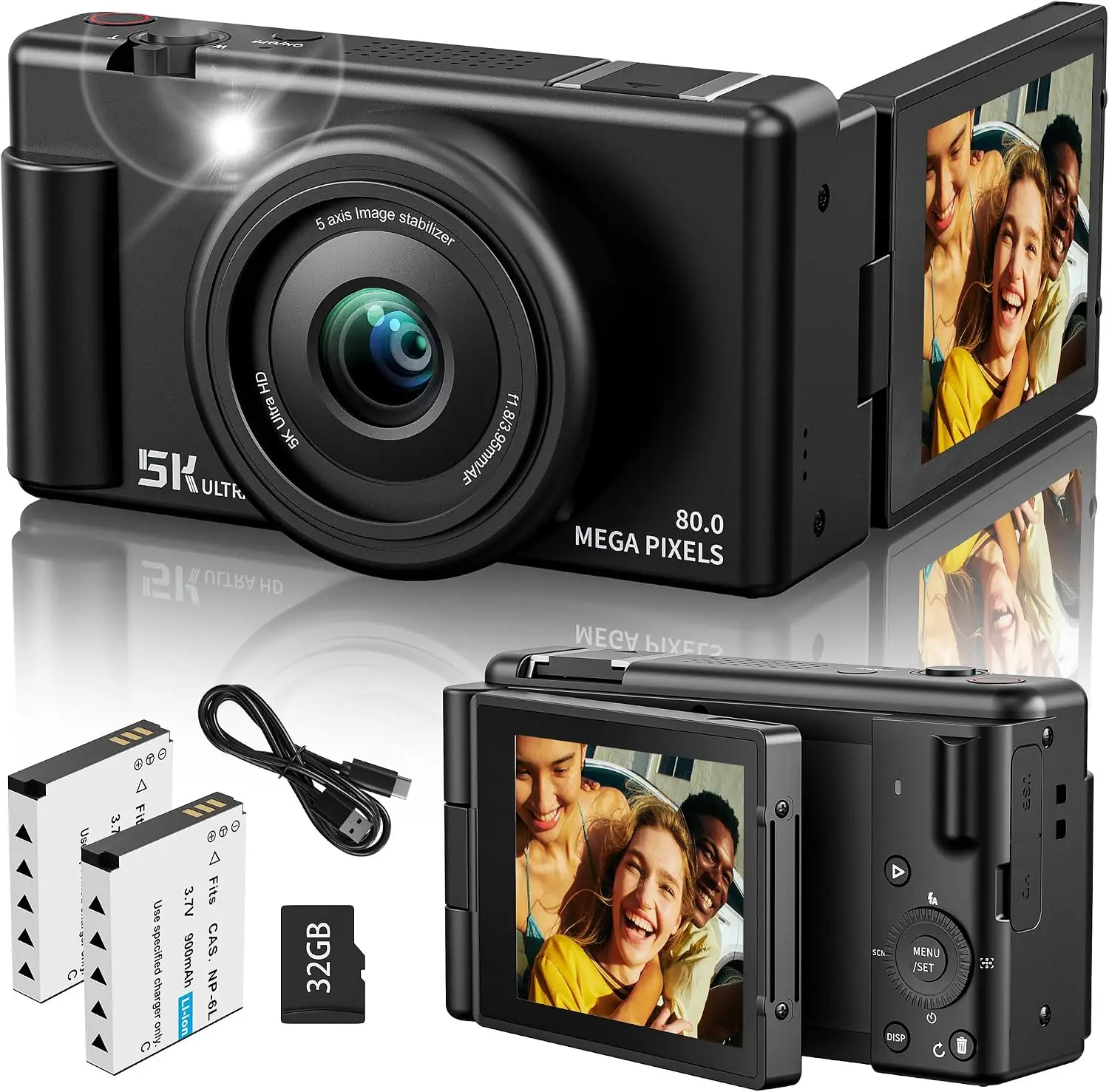 True 5K Digital Camera for Photography, Autofocus 80MP with 18X Digital Zoom, 3