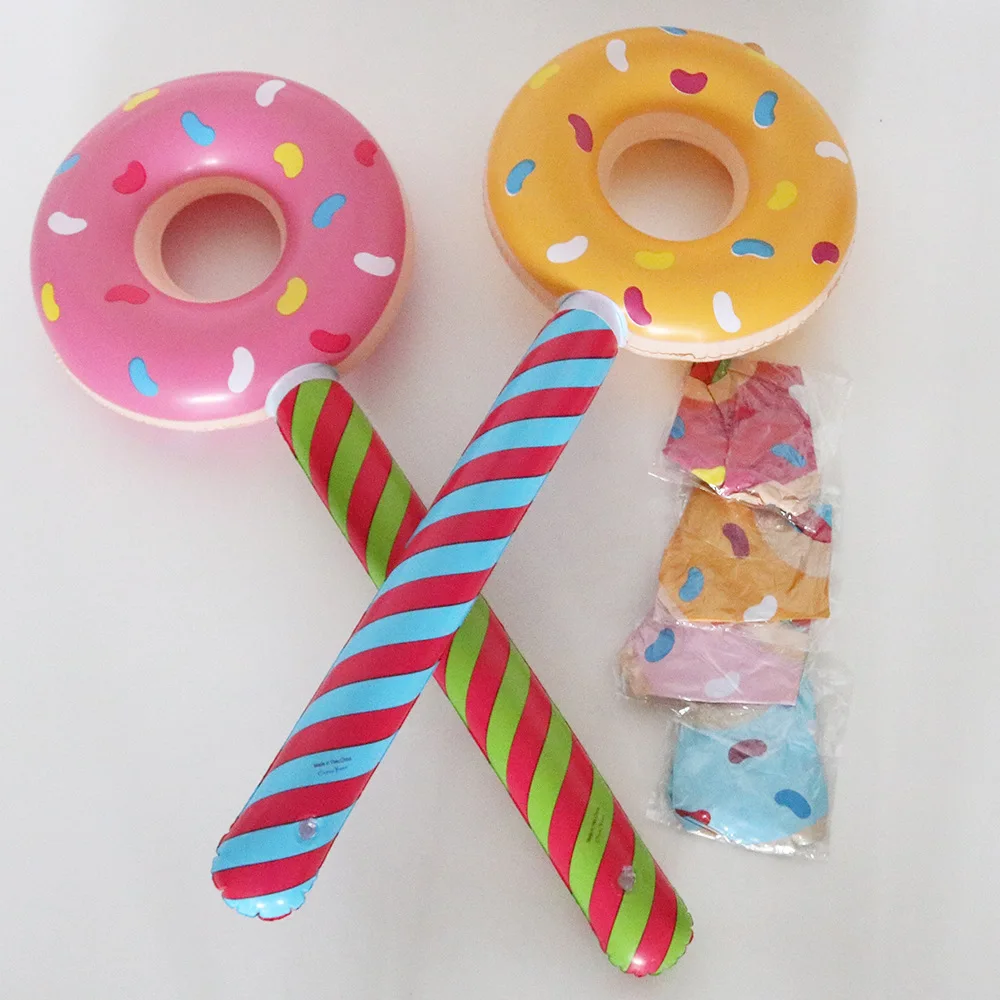 80cm Donut Stick Inflatable Balloon Sweet Candy Happy Birthday Party Decor Kids Boy Girl Ballon Donut Babyshower Baloon