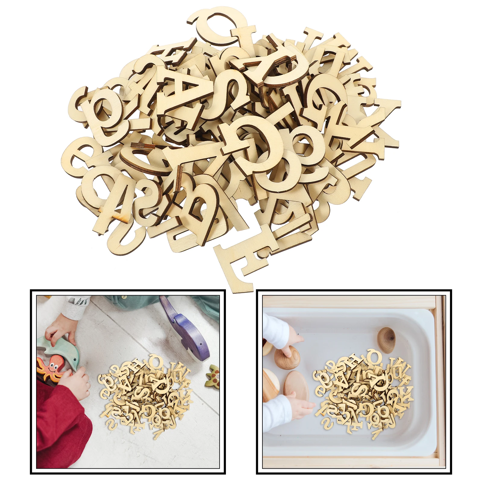 

124 Pcs Delicate Alphanumeric Ornament Decorations Wood Wedding Centerpiece Table