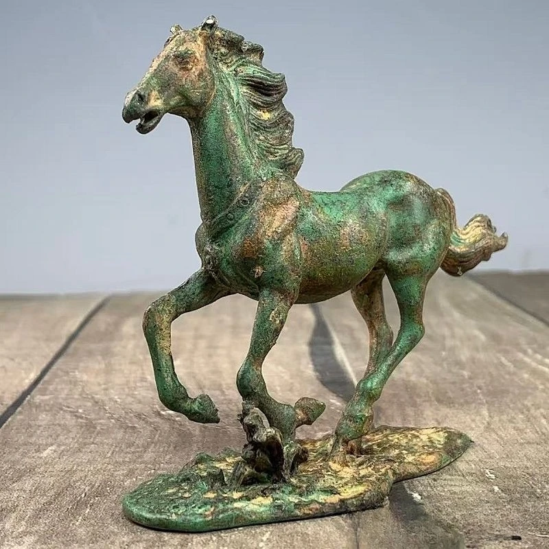 Antique Zodiac Horse Statue Galloping Horse Figurine Wealth Feng Shui Ornament Desktop Decor Collectible Artwork Lucky Gift