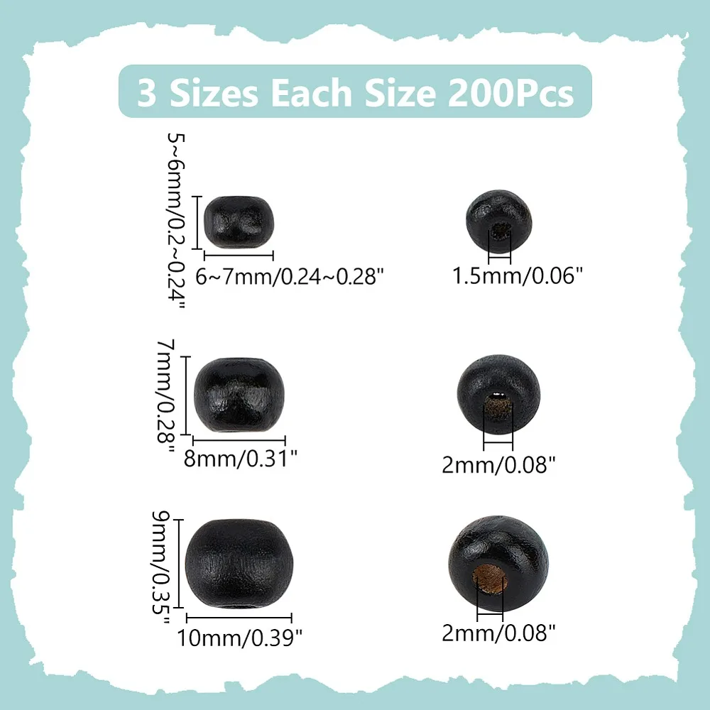 600-pecas-de-contas-de-madeira-tingidas-em-3-estilos-redondas-pretas-6~10x5~9mm-furo-15~3mm-20-pecas-estilo