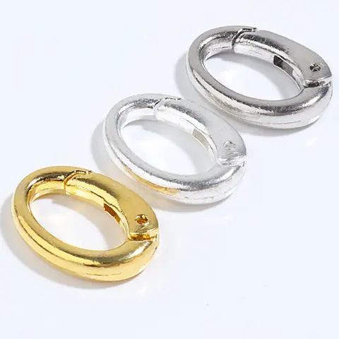 5pcs/Lot 15x21mm Zinc Alloy Oval Spring Clasps Openable Carabiner Hook Buckle Connector for DIY Jewelry Making Accessories