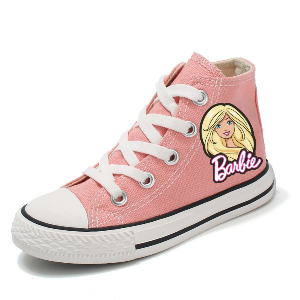 Girls Barbie Shoes Kids Canvas Shoes Anime Barbie Tennis Shoes Girls White Shoes New Children Casual Sneakers Size 21-32