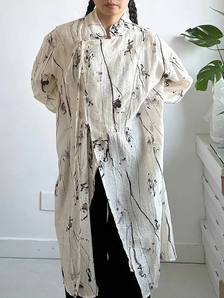 

Apricot Textured Big Women Size Vintage Blouse New Stand Collar Long Sleeve Shirt Fashion Spring Autumn 2026 1DH73