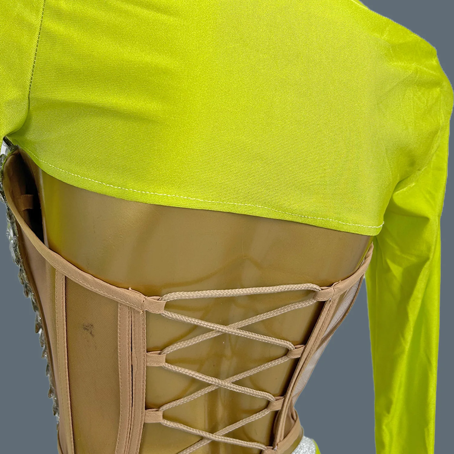 Sparkly Rhinestone Spandex Bodysuit for Women Nightclub Party Bodycon Crop Tops Briefs 3Pieces Set Dance Show Stage Wear jianmei