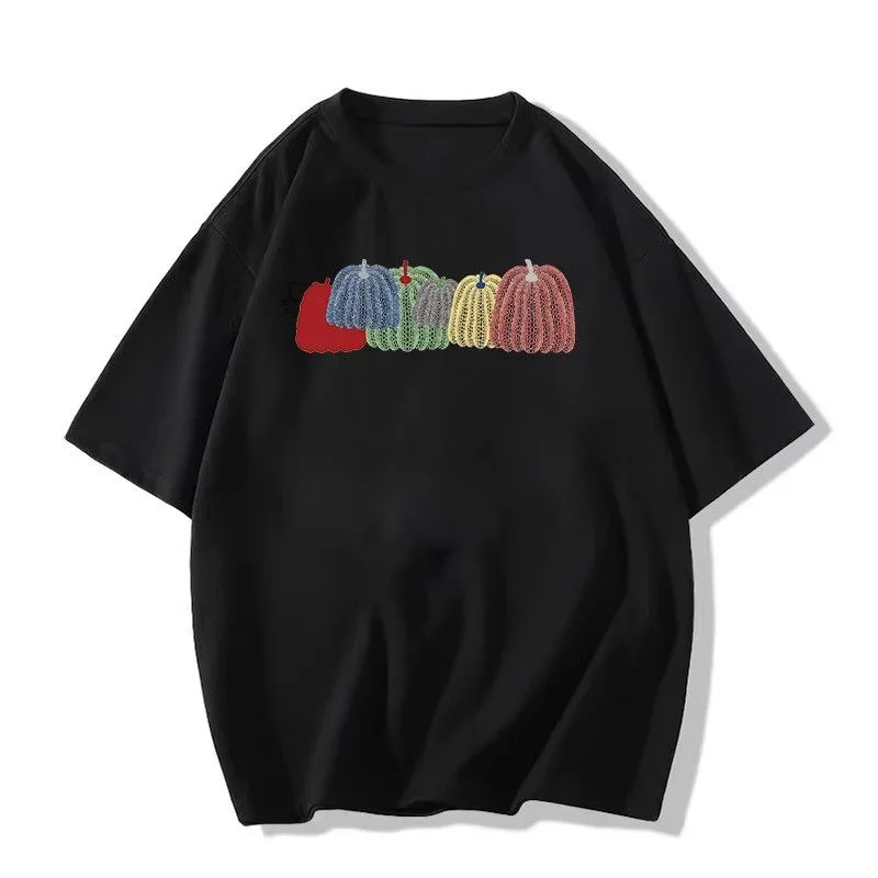 القطن الخالص المرأة قصيرة الأكمام تي شيرت الأمريكية خمر المحملة Y2k ملابس امرأة عصرية الصيف فضفاضة تناسب تنوعا القمم