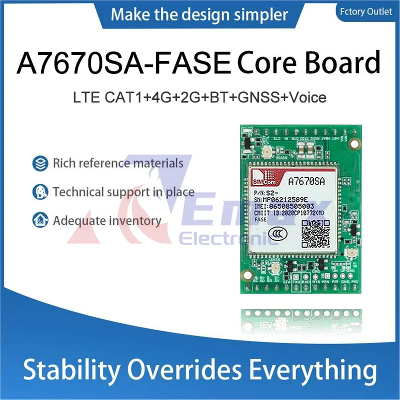 

SIMCOM A7670SA-FASE Основная плата A7670SA-FASE Макетная плата LTE CAT1+4G+2G+BT+GNSS+голос A7670SA