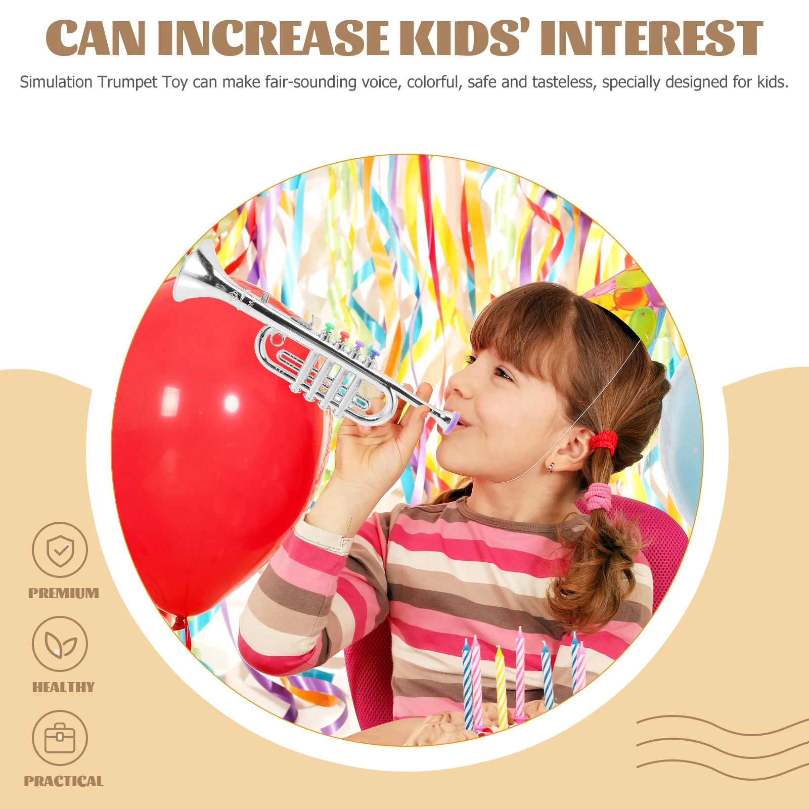 Musicality Cultivation Toy Kids Trumpet Plastic Imitation Abs Learning Delicate Instrument for