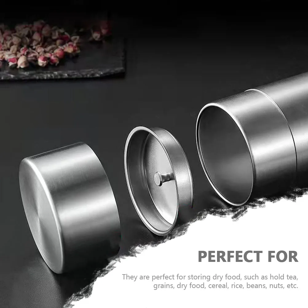 

Stainless Steel Airtight Tea Sealed Can Kitchen Storage Jar for Tea Coffee Grains Leakproof Moisture Resistant Silver