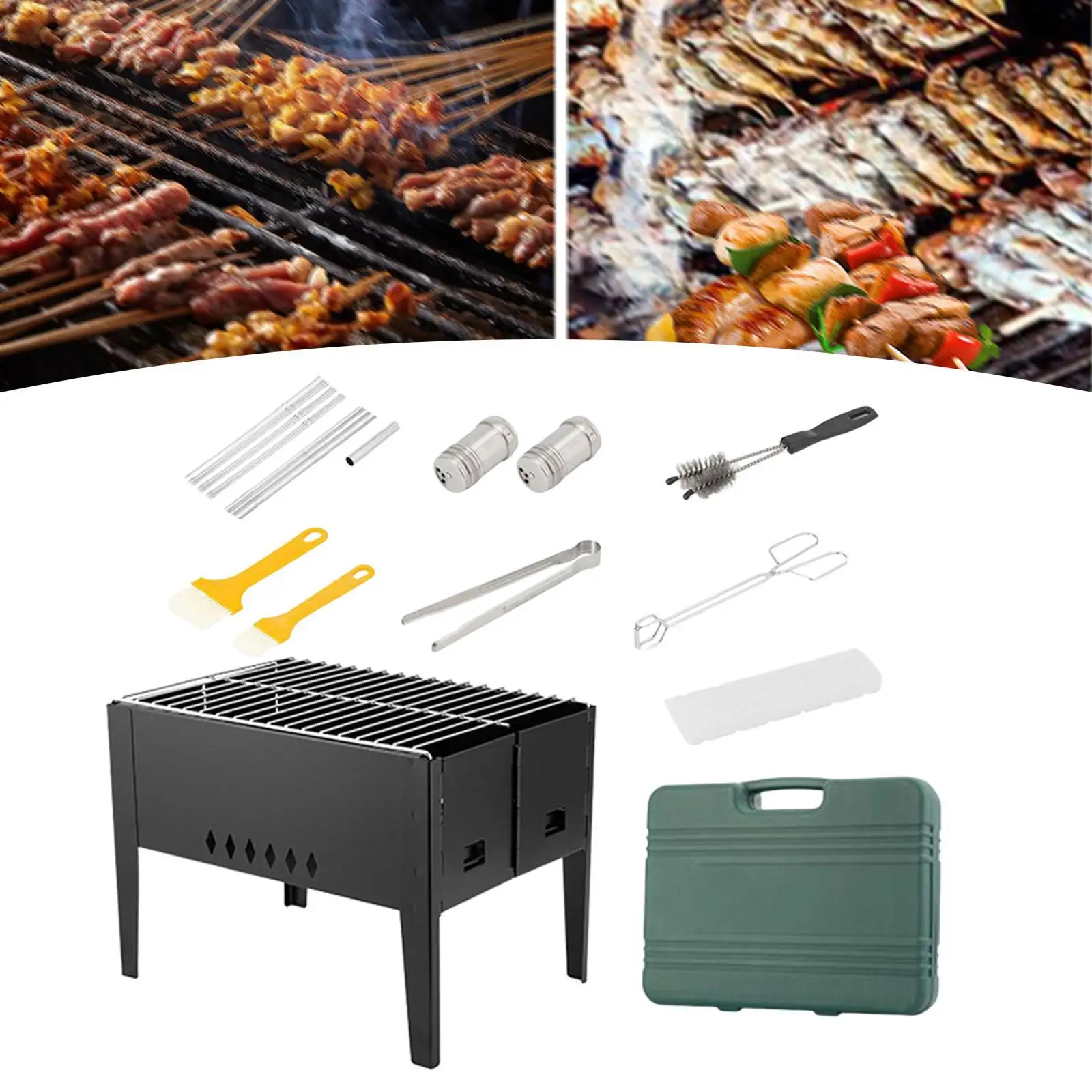 BBQ Grill with Tool Box Outdoor Camping Grill for Backpacking Camping Hiking