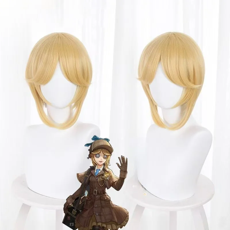 Identity V Miss Truth Emma Woods Cosplay Wig Blonde Short Hair, Matte Heat‑Resistant Synthetic Wig for Game Halloween Comic Con