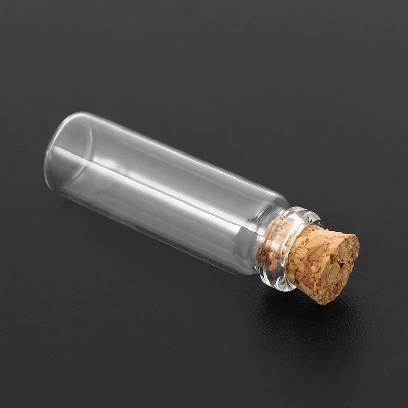 120Pcs 11X32mm Tiny Mini Empty Clear Cork Glass Bottles Vials 2Ml