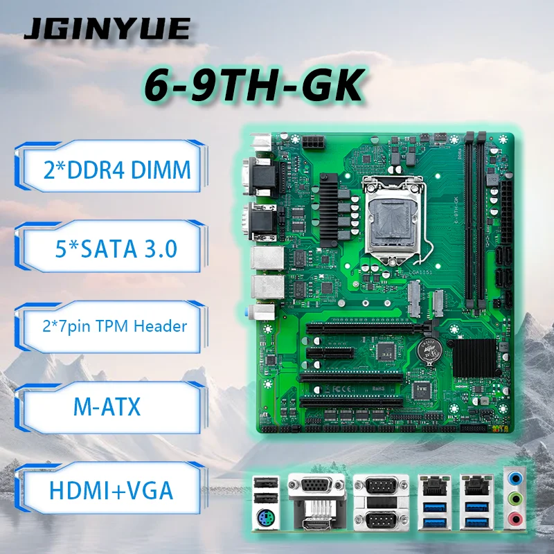 

JGINYUE H110 6-9th-GK Motherboard Intel 6/7/8/9th DDR4 MAX 64GB M-ATX Industrial Control Digital Signage