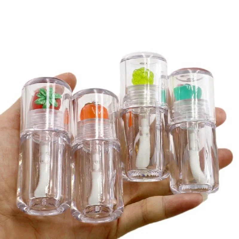 

30Pcs 4ml Lip Gloss Tube Plastic Empty Bottle Cosmetic Container Lovely Fruit Lid Refillable Portable Packaging Lip Glaze Tubes