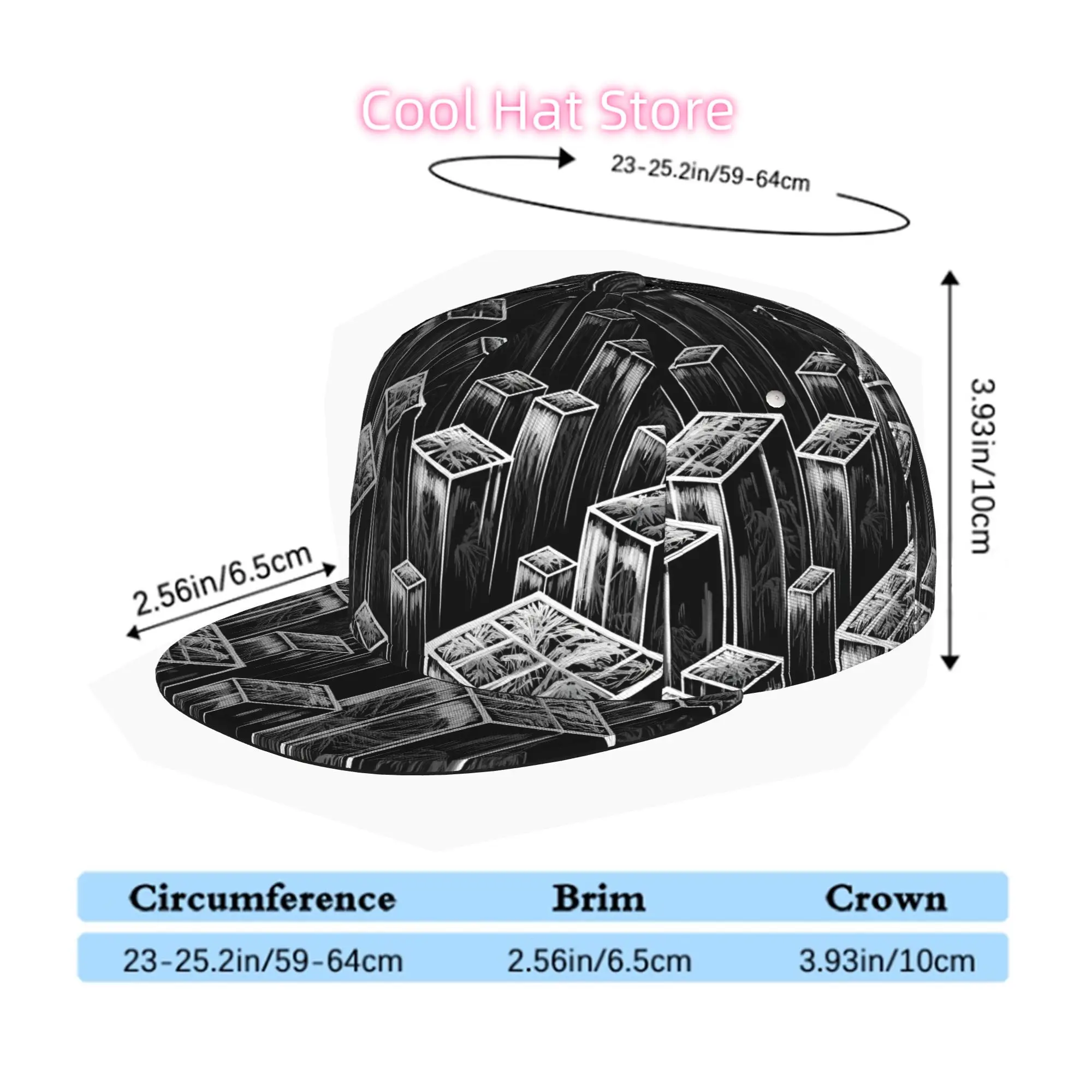 Flat Brim Baseball Cap with Abstract Cube Design, Unisex Style for Men And Women, Ideal for Hip Hop Streetwear, Skateboarding, D