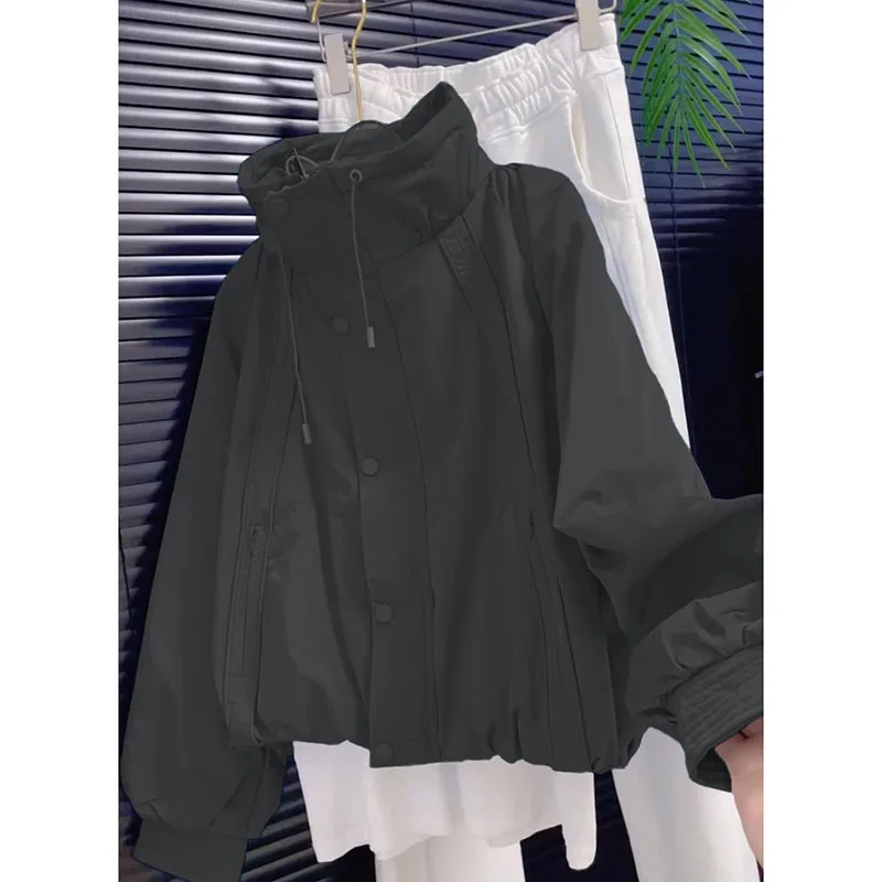 Cappotto casual allentato da donna di moda 2026 Giacca antivento con temperamento femminile primaverile online Be All-match Capispalla con cappuccio per celebrità