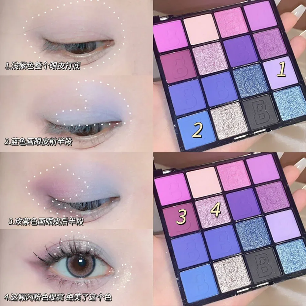 Miss Lara-paleta de sombras de ojos, 16 colores, perlado, mate, brillo, sombra de ojos, resaltador, brillo pigmentado, maquillaje portátil