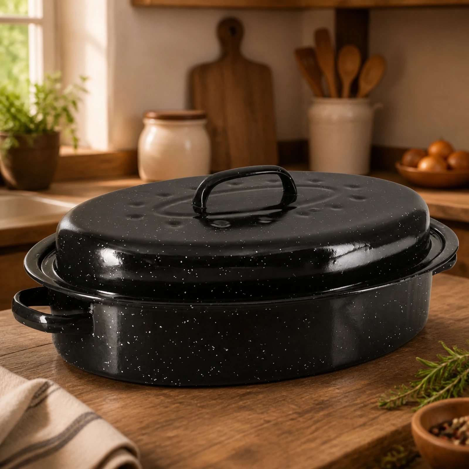 Speckled Enamel Cast Iron Roaster 2